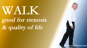 Dr. Paulette Hugulet, DC, LLC encourages walking and guideline-recommended non-drug therapy for spinal stenosis, decrease of its pain, and improvement in walking.