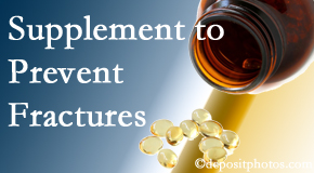 Dr. Paulette Hugulet, DC, LLC recommends nutritional supplementation with vitamin D and calcium to prevent osteoporotic fractures.