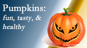 Dr. Paulette Hugulet, DC, LLC respects the pumpkin for its decorative and nutritional benefits especially the anti-inflammatory and antioxidant!