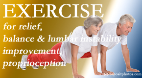 Paulette Hugulet, DC, LLC instructs low back pain sufferers simple exercises that address lumbar spine instability. 