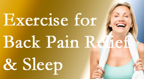 Dr. Paulette Hugulet, DC, LLC shares new research about the benefit of exercise for back pain relief and sleep.