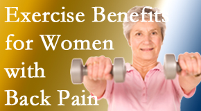 Dr. Paulette Hugulet, DC, LLC shares new research about how beneficial exercise is, especially for older women with back pain.