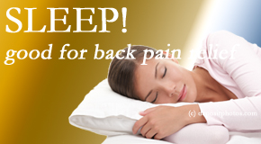 Dr. Paulette Hugulet, DC, LLC shares research that says good sleep helps keep back pain at bay.