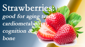 Dr. Paulette Hugulet, DC, LLC presents recent studies about the benefits of strawberries for aging teeth, bone, cognition and cardiometabolism.