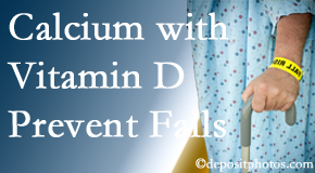 Calcium and vitamin D supplementation may be recommended to La Grande chiropractic patients who are at risk of falling.