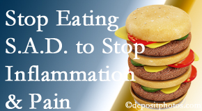 La Grande chiropractic patients do well to avoid the S.A.D. diet to reduce inflammation and pain.