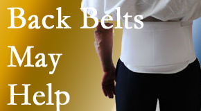La Grande back pain sufferers using back support belts are supported and reminded to move carefully while healing.