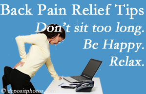 Paulette Hugulet, DC, LLC reminds you to not sit too long to keep back pain at bay!