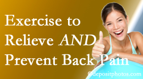 Dr. Paulette Hugulet, DC, LLC urges La Grande back pain patients to exercise to prevent back pain as well as get relief from back pain.