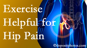 Dr. Paulette Hugulet, DC, LLC may suggest exercise for hip pain relief along with other chiropractic care options.
