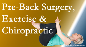 Dr. Paulette Hugulet, DC, LLC suggests beneficial pre-back surgery chiropractic care and exercise to physically prepare for and possibly avoid back surgery.