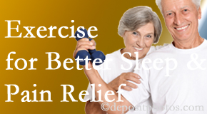 Paulette Hugulet, DC, LLC incorporates the recommendation to exercise into its treatment plans for chronic back pain sufferers as it improves sleep and pain relief.