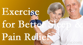 Dr. Paulette Hugulet, DC, LLC incorporates the recommendation to exercise into its treatment plans for chronic back pain sufferers as it improves sleep and pain relief.