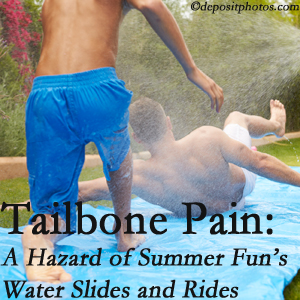 Paulette Hugulet, DC, LLC uses chiropractic manipulation to ease tailbone pain after a La Grande water ride or water slide injury to the coccyx.